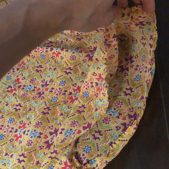 Xhilaration Yellow Multicolor Long Tunic Batsleeve Semi-Sheer Kimono Top XS - Picture 8 of 8